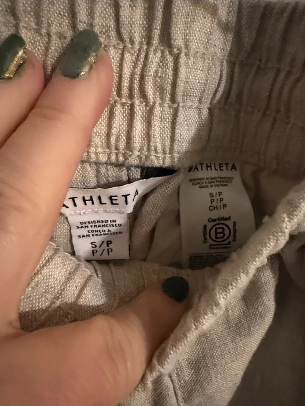 Athleta Neutral Beige Hanging Linen-Blend Pants Decor Accent